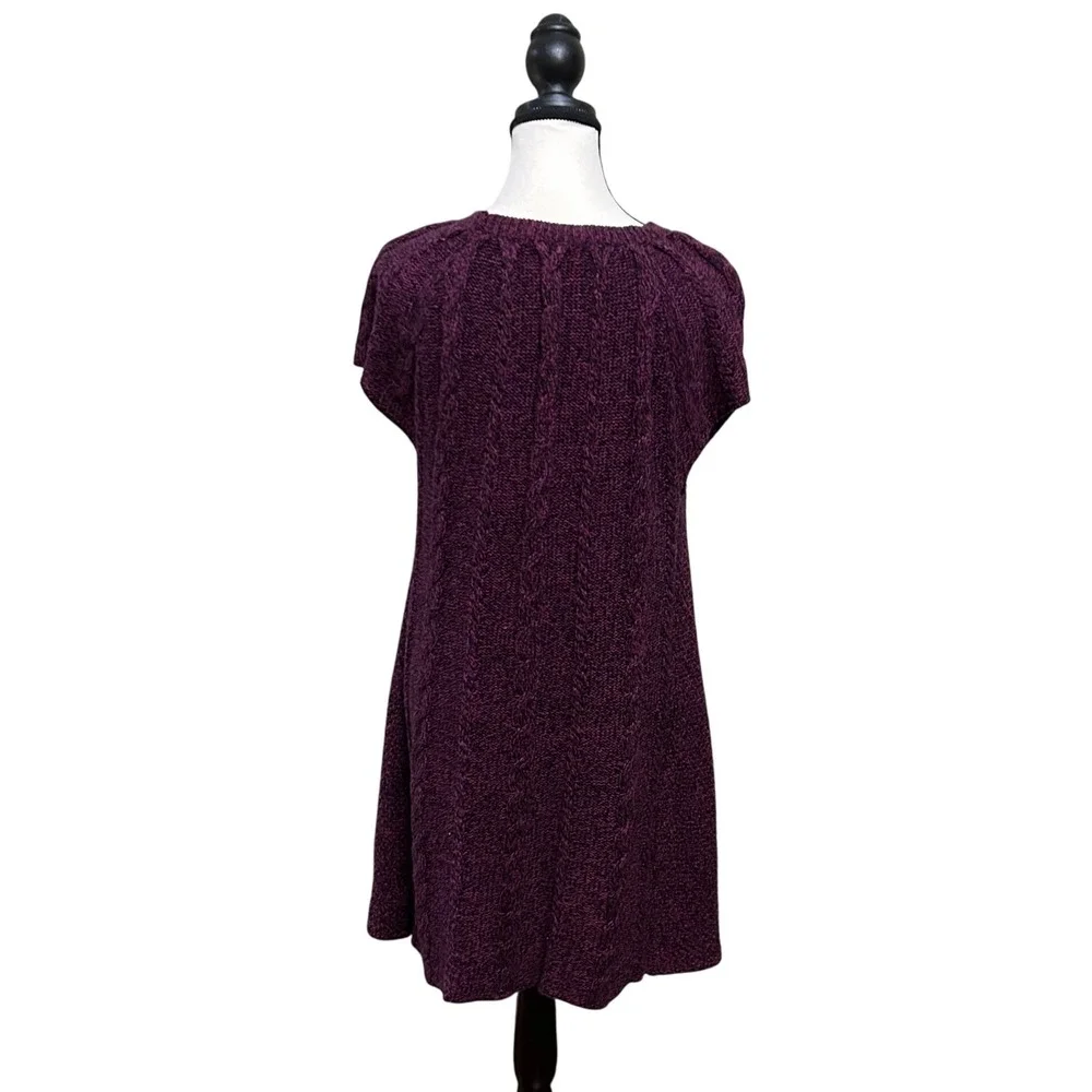 Style & Co. Womens XL Knit Sweater Dress Short Sleeve Purple Black‎ Pullover